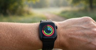 Fitness smartwatch tracking health activity