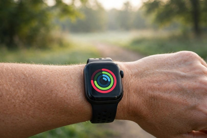 Fitness smartwatch tracking health activity