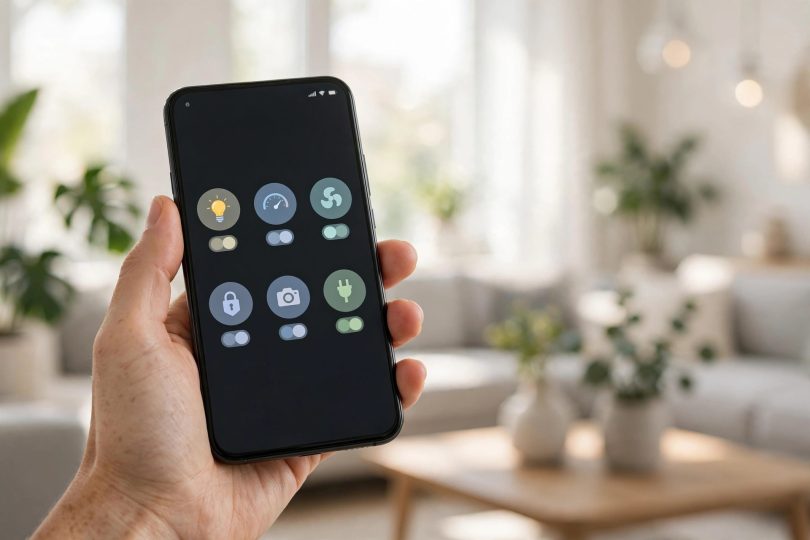 Controlling smart home devices from a smartphone app
